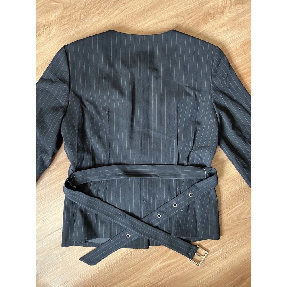 NEW Michael Kors Dark‎ Navy Blue Blazer Jacket Belted women SZ 2P - Picture 5 of 7